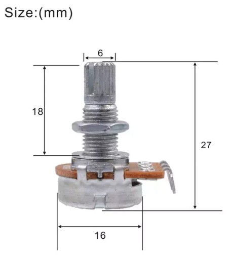 Kera-Audio B250K/18 lineárny gitarový potenciometer