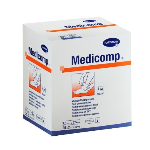Medicomp sterilné savé obklady z netkanej textílie 2 ks.