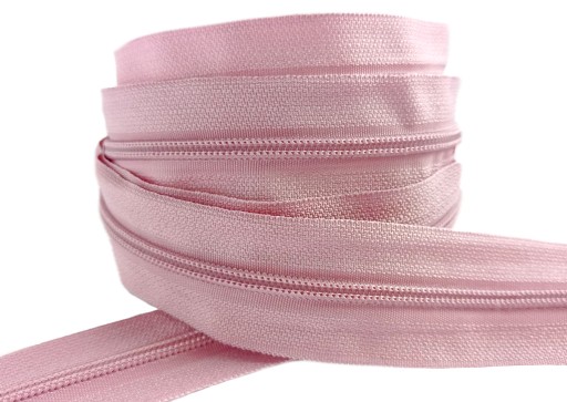 Špirálový zips 3 mm ružový zips DIRTY PINK 1 meter + 2 zipsy