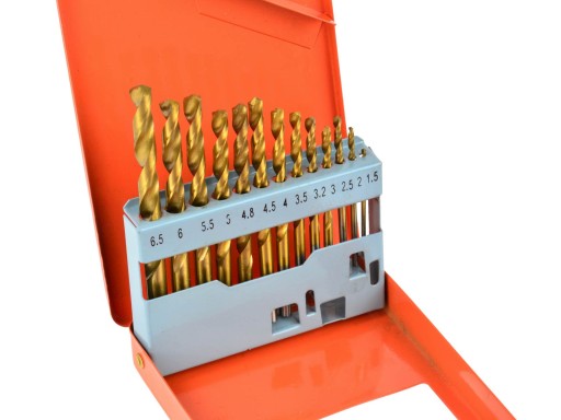 Sada vrtákov 13 ks 1,5-6,5 mm titánový povrch v krabičke GEKO G