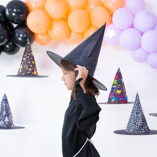 Čierny čarodejnícky klobúk PRE HALLOWEENSKÉ ČARODEJKY VEĽKÉ na deň svätého Ondreja