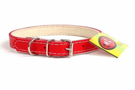 Kožený obojok s filcom psík 20-27cm/10mm Červený