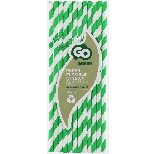 PAPIEROVÉ SLIMKY TRUBKY. ZLAMOVANÉ ZELENÉ PRUHY 20CM 12 KS