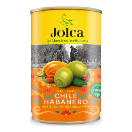 Zelené olivy s habanero chilli v plechovke, 300g Jolca