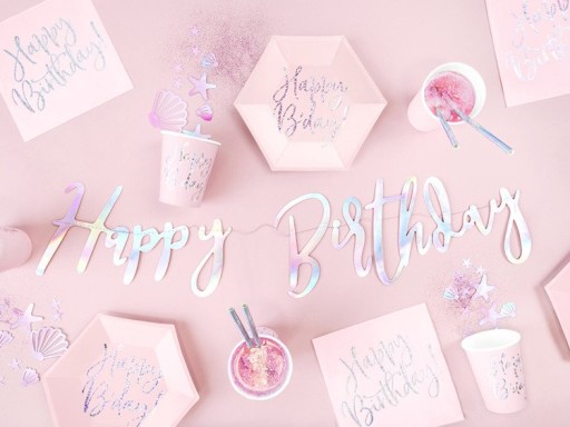 Happy BirthDAY narodeninové poháre! ružový papier 220 ml 6 kusov