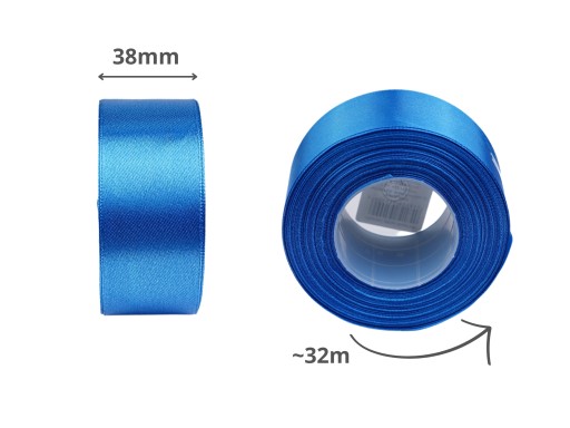 38mm OZDOBNÁ SATÉNOVÁ STUHA, TMAVOMODRÝ, ŠIROKÝ, 32m