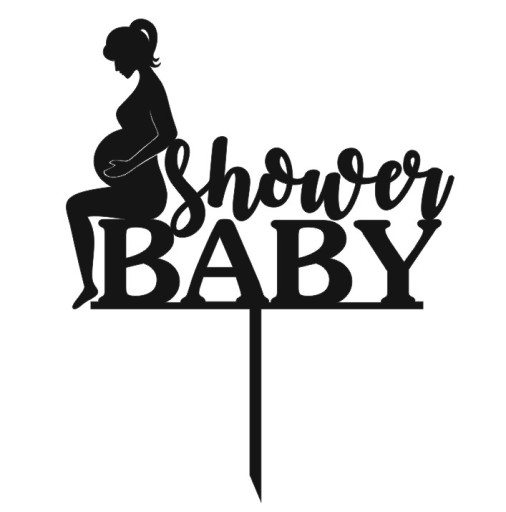 Baby Shower Topper Tehotná žena Budúca matka Black PLEXI