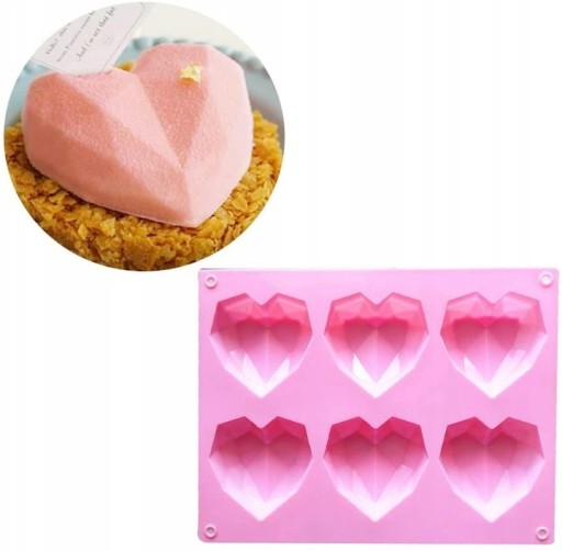 Silikónová forma na tortu 6 x Heart Diamonds Chocolates MF-017