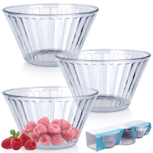 3x ŠALÁTOVÉ MISKY malé sklenené misky na šaláty, snacky, dezerty, zmrzlinu