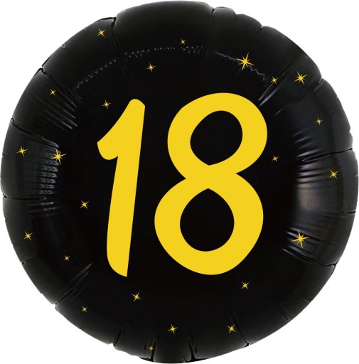 FÓLIOVÝ BALÓN, čierny, okrúhly, k 18. narodeninám