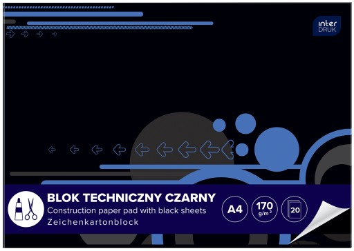 Technická podložka INTERDRUK A4, 10 listov, čierna