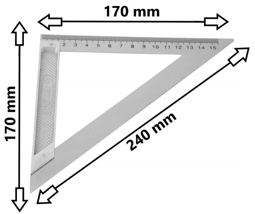 PRAVIDLO UHLOVÉ ŠTVORCOVÉ ŠTVORCOVÉ 150mm PRAVÝ UHOL KOV
