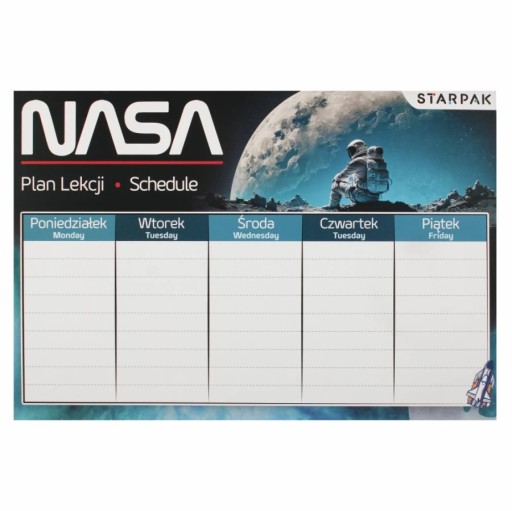 NÁSILNÁ TABUĽKA PLÁNU HODINY A5 NASA