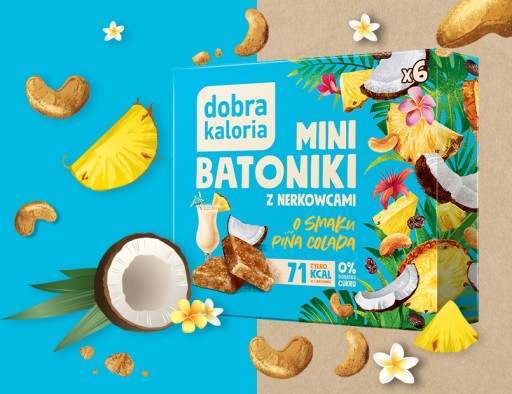 Mini tyčinky Pina Colada Kešu oriešky Bez cukru 6 ks