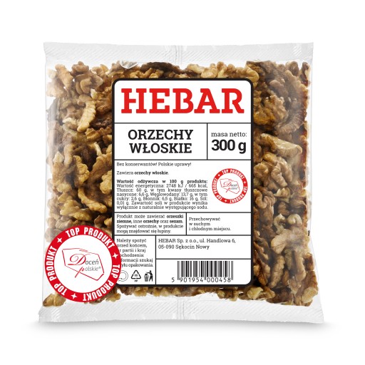 VLAŠSKÉ ORECHY 300 G, LÚPANÉ POLOVIKY 100% HEBAR