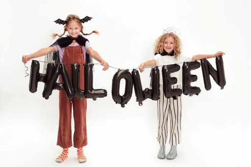 HALLOWEENSKÉ DEKORÁCIE ČIERNE BALÓNKY FÓLIE NÁVOD NA NÁVOD FÓLIA GALANDA BANNER 230cm PARTYDECO