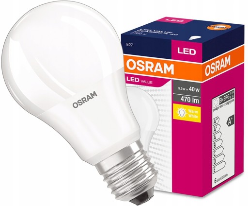 Osram LED žiarovka E27 4,9W=40W 470lm 2700K Tepl.
