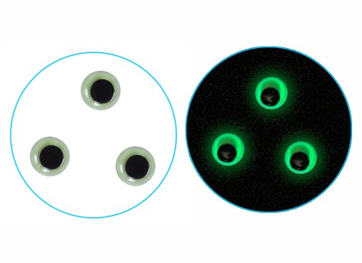POHYBLIVÉ FOSFORISTICKÉ OČI 12MM 30 KS. - DEKORÁCIE