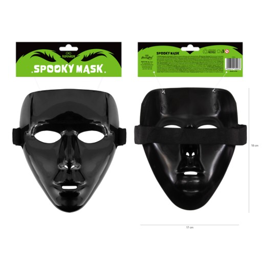 Čierna celotvárová halloweenska maska s gumičkou