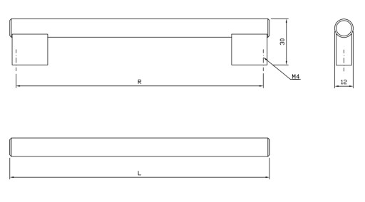 Kovová úchytka barového nábytku, matná čierna, 320 mm - A110 AMIX