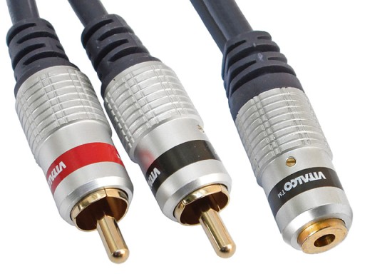 Adaptér JACK 3,5/3P/zásuvka -2xRCA/CINCH/zástrčka 0,2m VITALCO