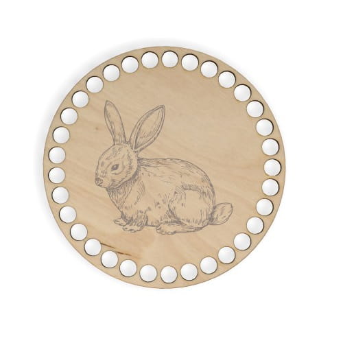 BSZ729-E Podstavec košíka - gravírovanie, kruh 15 cm - králik