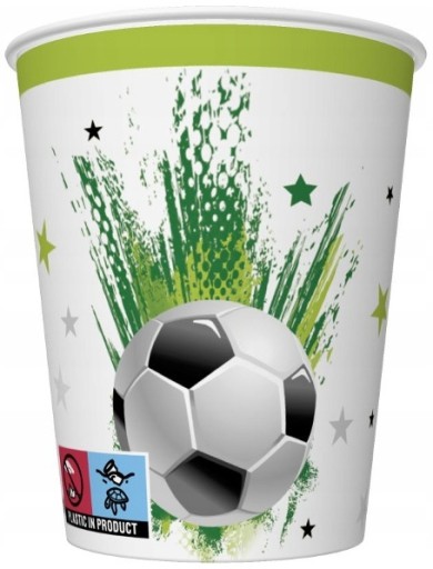 Futbalové papierové poháre FUTBAL Futbalové narodeniny 250ml 8 ks.