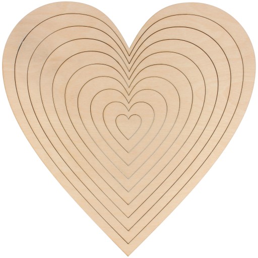 Drevený prsteň, základ MACRAME HEART, 9 ks