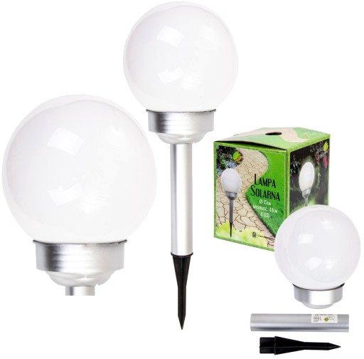 solárna záhradná lampa, mliečna, BIELA GUĽA, 44 cm