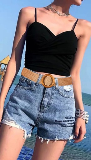 BOHO SLAMENÝ PÁS, ELASTICKÁ BÉŽOVÁ SPONKA