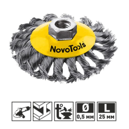Pletená kovová kotúčová kefa 100mm M14