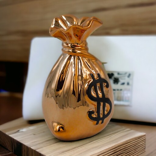 Prasiatko DOLLAR POUCH, keramické, zrkadlové, otváracie