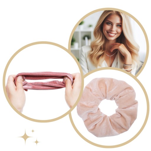 VELÚROVÉ scrunchie na vlasy béžové VEĽKÉ XXL módne scrunchie POHODLNÉ
