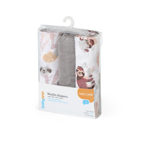 Babyono 348/10 MUSLIN PIAPERS mušelínová plienka 3KS SIVÁ