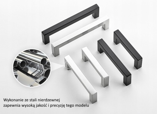 Štvorcová čierna nábytková úchytka Nábytkové úchytky XETRIS nábytková úchytka 128mm