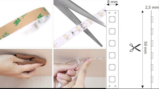 LED pás 9,6W/1m 12V 1m 100cm 480W SMD 2835 Pre osvetlenie nábytku 3 farby