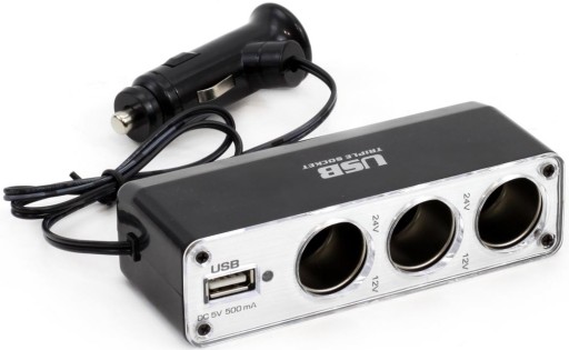 TROJITÝ ZAPAĽOVAČ CIgariet 12/24V S USB PRE AUTOBUS TIR