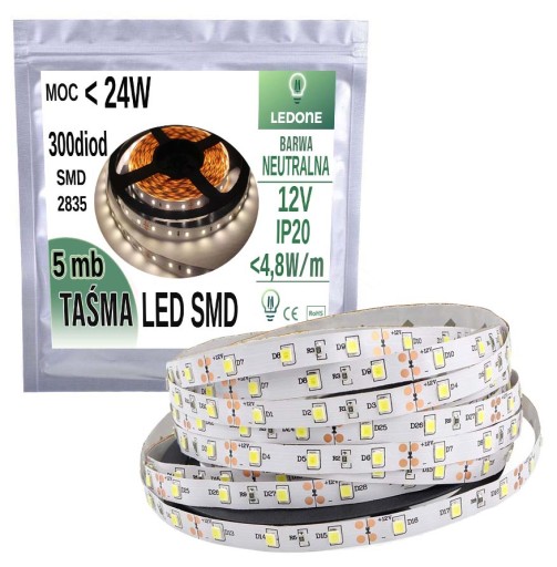 LED pás 2835 300 IP20 5m neutrálne denné svetlo