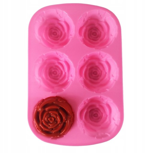 Silikónová forma 6xRose 3D Cookies Muffiny Čokoládové mydlá Sviečky MF-028