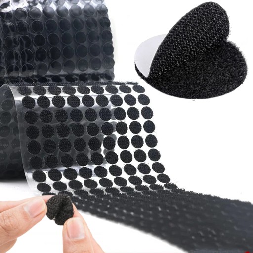 SAMOLEPIACI VELCRO OKRUHOVÉ KRUHY S LEPOM 15mm 60 párov ČIERNY VELCRO S LEPIKOM