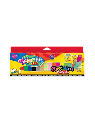 COLORINO PLASTICINE 18 FARIEB MIX Štvorcové