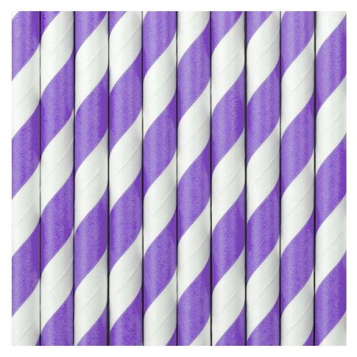 STRIPED papierové slamky, orgován, 10 ks