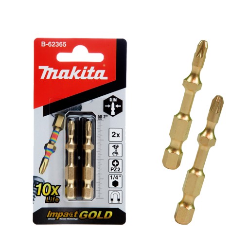 2 rázové bity PZ2 50mm IMPACT GOLD Makita B-62365