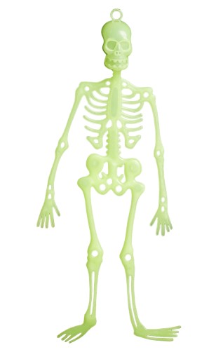 Svietiaci prívesok s fosforeskujúcim skeletom na Halloween