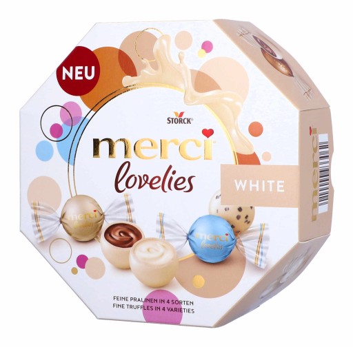 Pralinkové čokolády ku dňu babičky MERCI Lovelies White 185g DARČEK