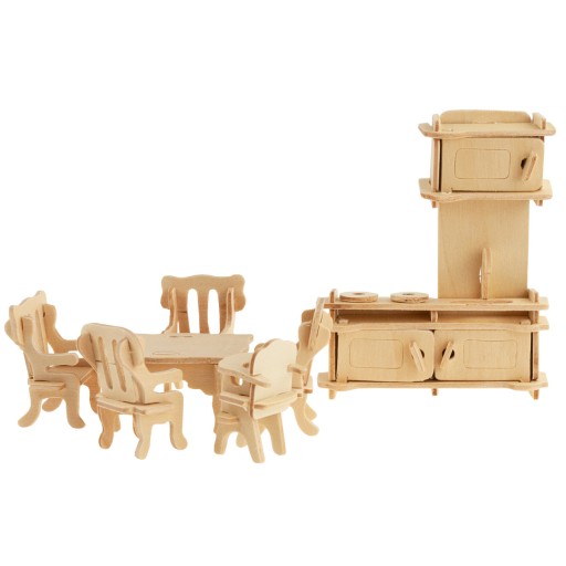 SÚPRAVA DREVENÉHO NÁBYTKU DO DOMČKU PRE BÁBIK 3D PUZZZEL