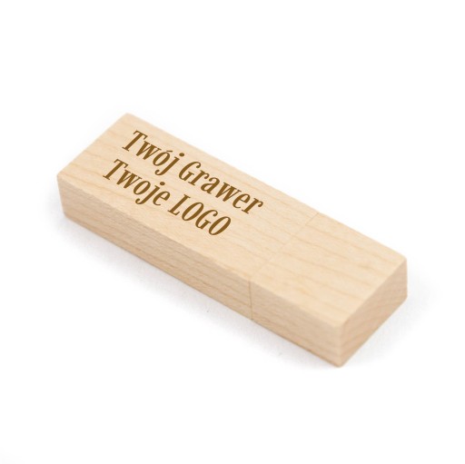 Drevený prívesok Svetlé drevo - javor 1 GB USB 2.0 + DARČEK GRAVÍRA LOGA