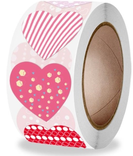 Nálepky srdiečka 100 kusov 2,5 cm