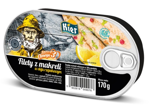 Filety z makrely v oleji 170g Omega3 Kier