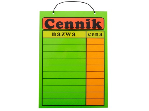 INFORMAČNÁ TABUĽKA CENNÍK NÁZOV A4